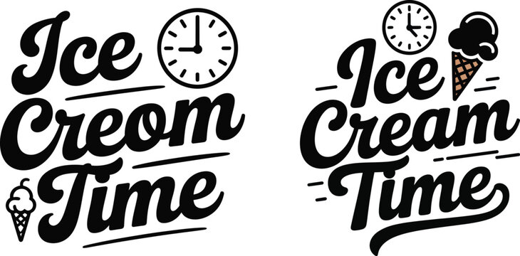 National ice cream day typography vector set, ice cream hand drawn lettering design for print sticker branding and apparel