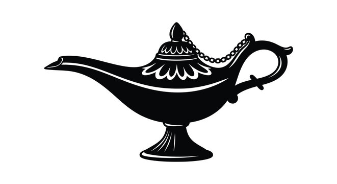 magic lamp silhouette on a white background