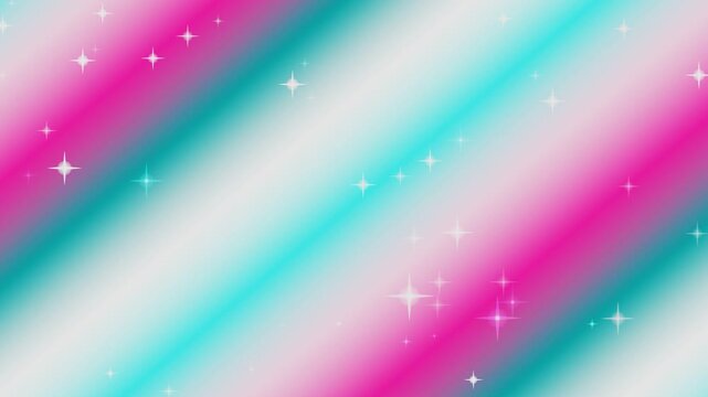 Vibrant pink and blue diagonal stripes shine with sparkling white lights, perfect for background animation.