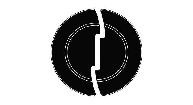 broken circle silhouette with interlocking pieces on white background