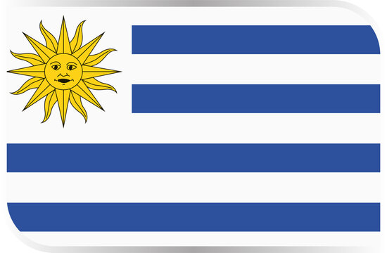Transparent Rounded Rectangle Uruguay Flag Button and Badge Icon