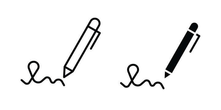 Signature icon vector Illustration, Solid and stroke Style Icon