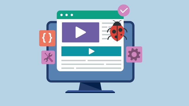 Software Development and Bug Fixing Concept 2d Animation with Alpha Matte
