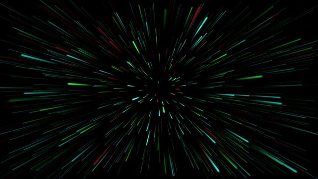 Colorful Supersonic Light Streaks Fly In and Out animation background. 4K Video