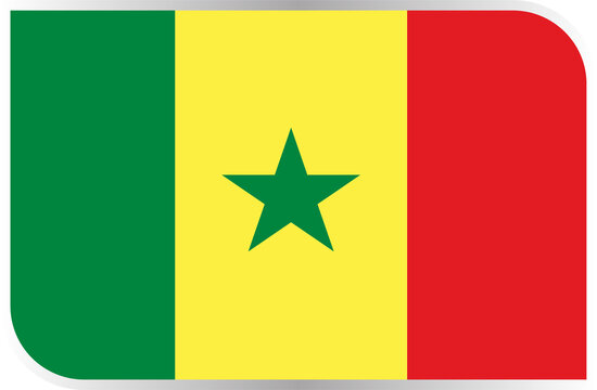 Transparent Rounded Rectangle Senegal Flag Button and Badge Icon