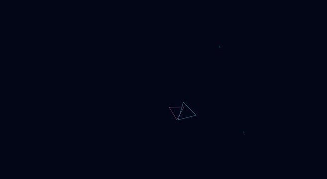 Neon geometric triangle motion animation background, with floating particle