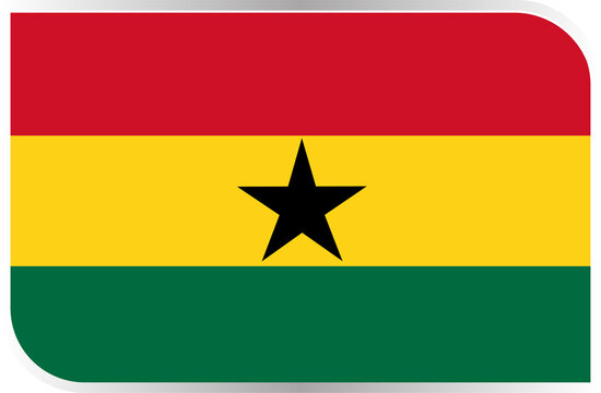 Transparent Rounded Rectangle Ghana Flag Button and Badge Icon