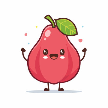 Cute Rose Apple Character Waving