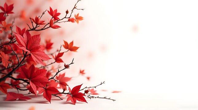 Bright Red Autumn Leaves on Dark Branches