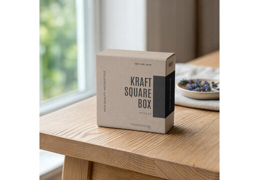 Kraft Box Mockup Realistic Template for Promotional and Retail Use