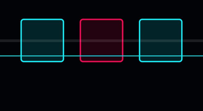 Neon square loading animation with pulsing red and blue animation