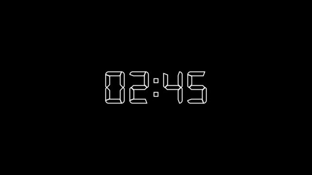 Countdown Digital Clock Animation 2 minute to 0 second Countdown digital clock timer icon.Analog clock icon animation. 4k video