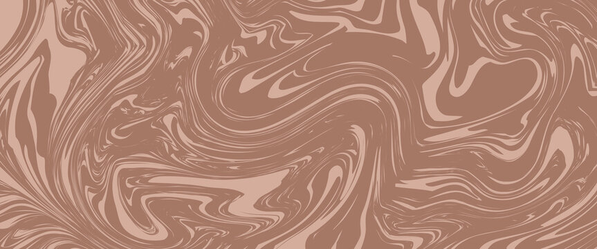 Abstract background pattern with mocha coffee waves. Psychedelic groovy trippy y2k retro seamless pattern in brow and beige colors. Wavy and swirled brush strokes liquid texture for packaging design
