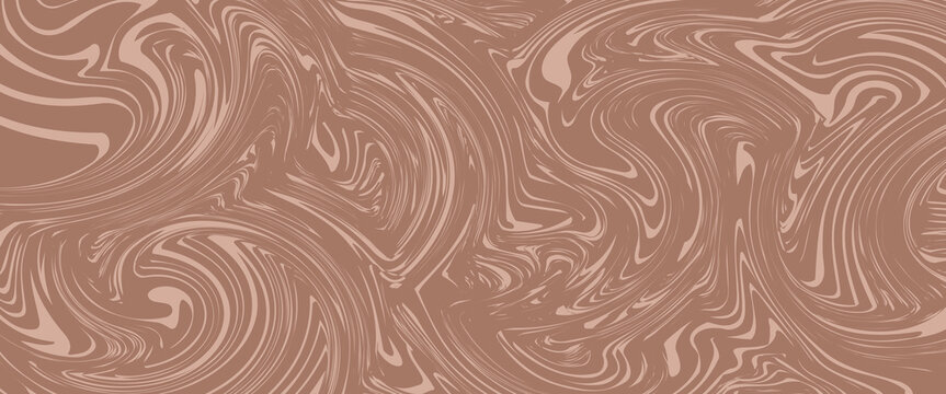 Abstract background pattern with mocha coffee waves. Psychedelic groovy trippy y2k retro seamless pattern in brow and beige colors. Wavy and swirled brush strokes liquid texture for packaging design