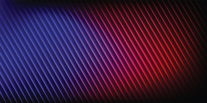 Abstract neon glow diagonal line pattern with blue and red gradient colors for tech and gaming dynamic background