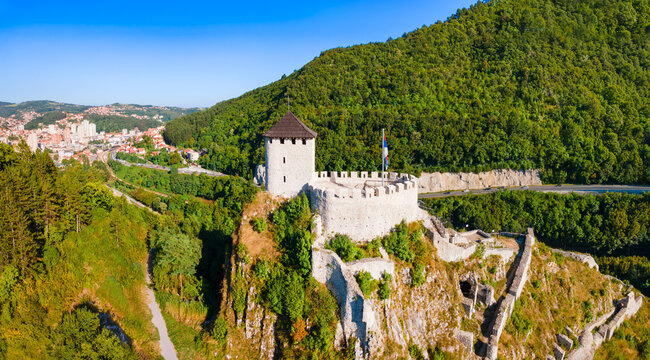 Aerial view of Old Town Fortress or Stari Grad in Uzice, Serbia