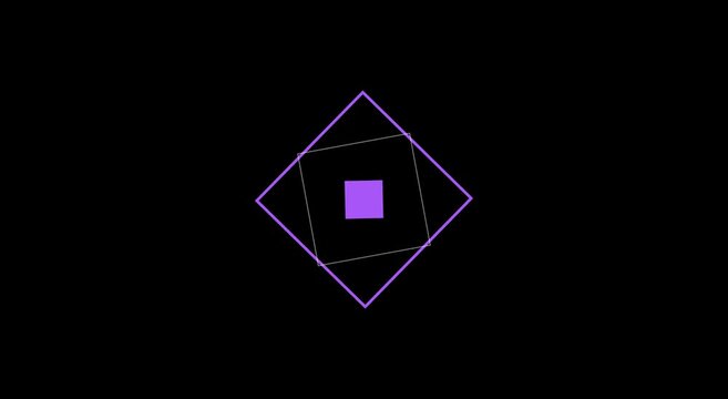Purple geometric square rotation loop minimalist motion animation background