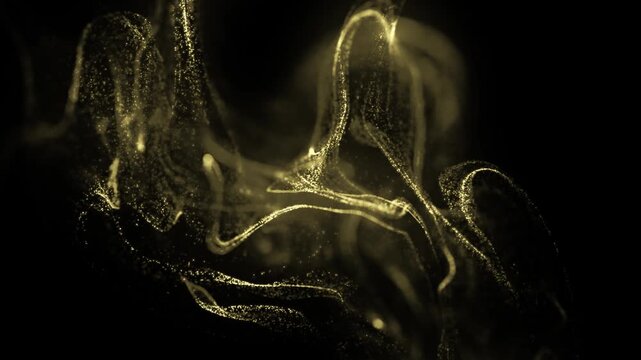 Gold ink in water shooting with high speed camera. Gold glitter background with sparkle shine light confetti. Super Slow Motion at 1000fps. effect.