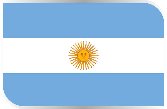 Transparent Rounded Rectangle Argentina Flag Button and Badge Icon