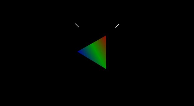 Rotating gradient triangle abstract 3 d motion on animation black background