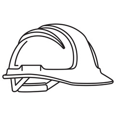Fototapeta premium A line art illustration of a modern safety helmet for industrial work protection.