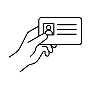 身分証を提示する手のラインアイコン