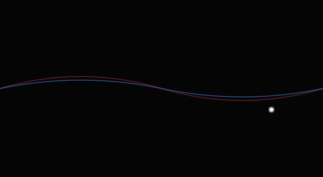 Sine wave animation with pulsing light point on animation black background