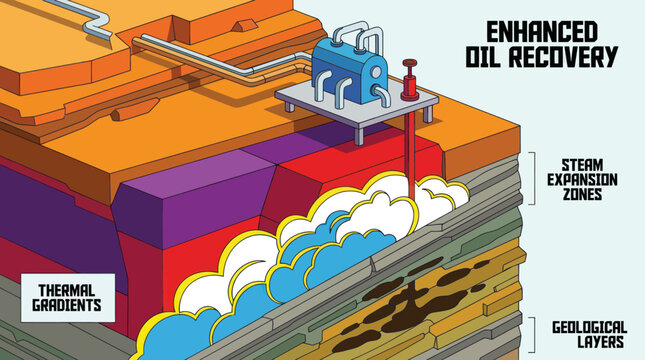Enhanced Oil Recovery Process Illustration.