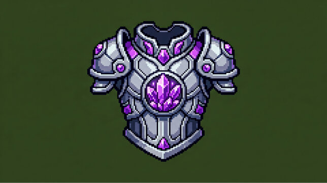 Crystal Infused Breastplate Pixel Art Gemstone Armor Asset