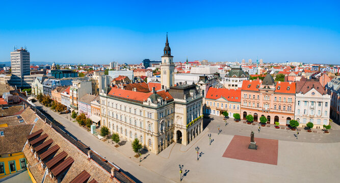City Hall aerial view, Freedom Square in Novi Sad, Serbia