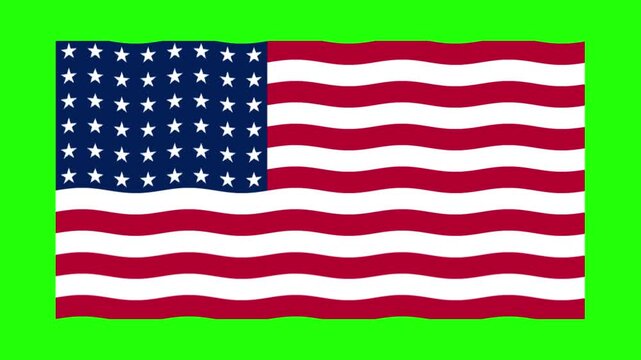 Patriotic USA flag animation on green background for Independence Day celebration, national events, and American holiday content. Perfect for chroma key editing, social media, presentations, and motio