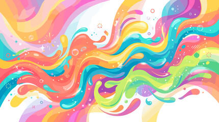 Obraz premium Abstract colorful fluid waves with vibrant swirling patterns and splashes