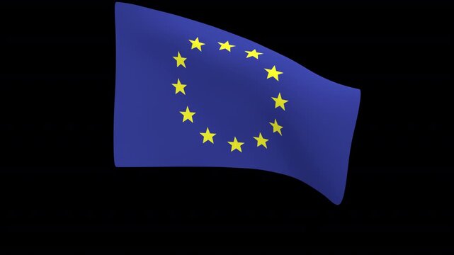 Flag of Europe &ndash; 3d render looped with alpha channel.