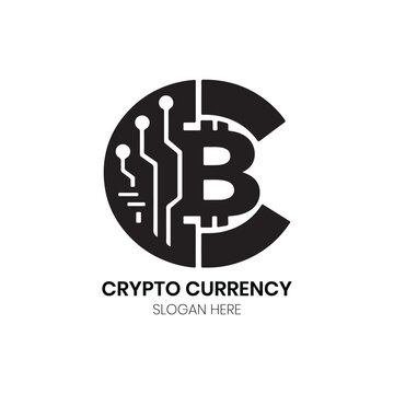 Modern crypto currency logo design for digital finance blockchain technology and secure cryptocurrency logo identity