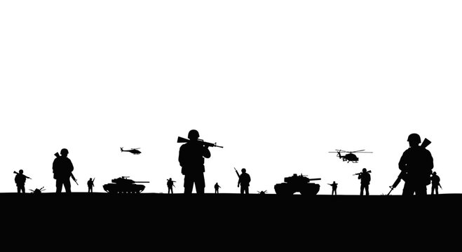 Soldiers in combat with guns.