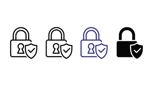 Security Padlock with Shield vector icon for cybersecurity, data protection, information safety and secure digital system logo design.