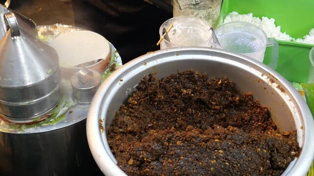 Steamed Tapioca Pearls with Pork Filling, Thai traditional snack