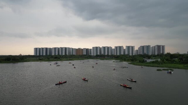 Dhaka, Bangladesh-May 15, 2026 Aerial drone view of Diabari Dhaka in cloudy afternoon urban landscape Bangladesh 4K