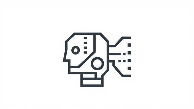 Artificial intelligence machine learning robot head line icon with digital circuit connection and futuristic AI automation technology concept, idea for smart data innovation