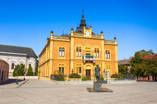 Bishop Palace, Jovan Jovanovic Zmaj monument in Novi Sad city, Serbia