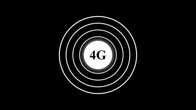 Radio wave with 4G icon. Internet button. 4G banner for streaming. 4G circle streaming icon animation 