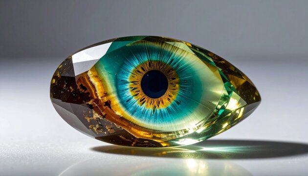Close-up of chatoyant cat's eye chrysoberyl gemstone with sharp ray