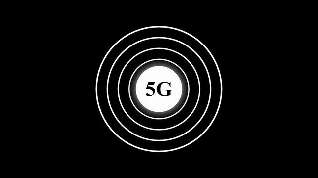 Radio wave with 5G icon. Internet button. 5G banner for streaming. 5G circle streaming icon animation 