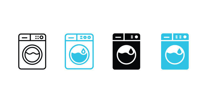 Washing Machine Appliance with Water Drop vector icon for laundry service, household cleaning and domestic chore symbol design collection.