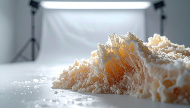 Close-up of white calcite mineral deposit with soft creamy texture
