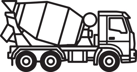 Cement mixer truck outline bold. © Sundas