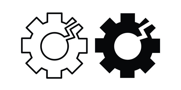 Broken gear icon solid Design. Line icons for web