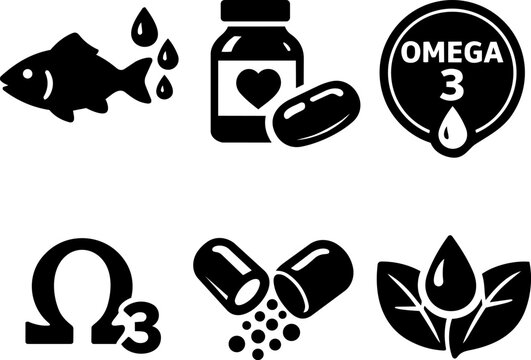 Vector glyph icon omega health supplement