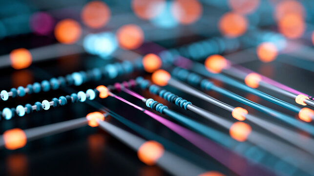 Close-up of a digital abstract showing data processing steps with colorful conceptual machine learning diagram, machine learning steps concept, colorful ML photography, AI