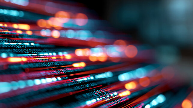 Close-up of a digital abstract showing data processing steps with colorful conceptual machine learning diagram, machine learning steps concept, colorful ML photography, AI